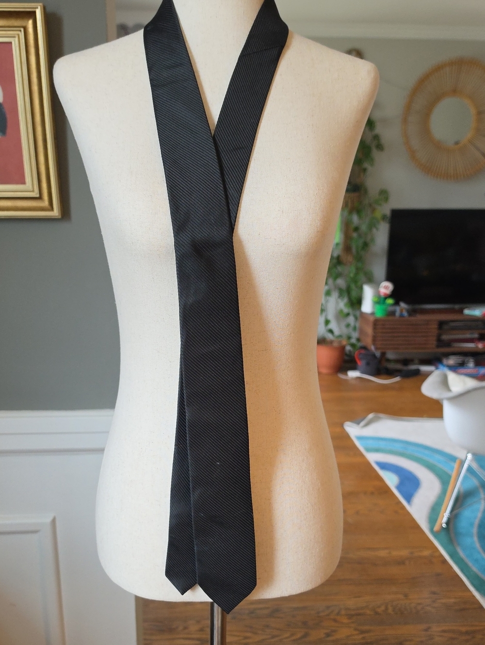 Calvin Klein Black Diagonal Ribbed Silk Men's Tie